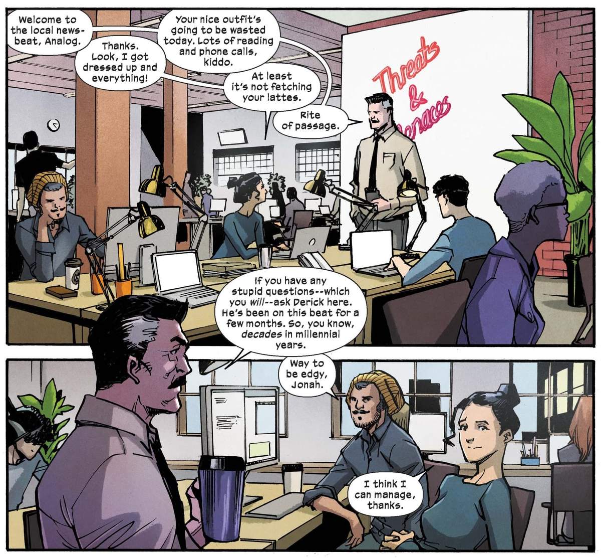 J. Jonah Jameson lays the groundwork on Cindy's first day on the job.