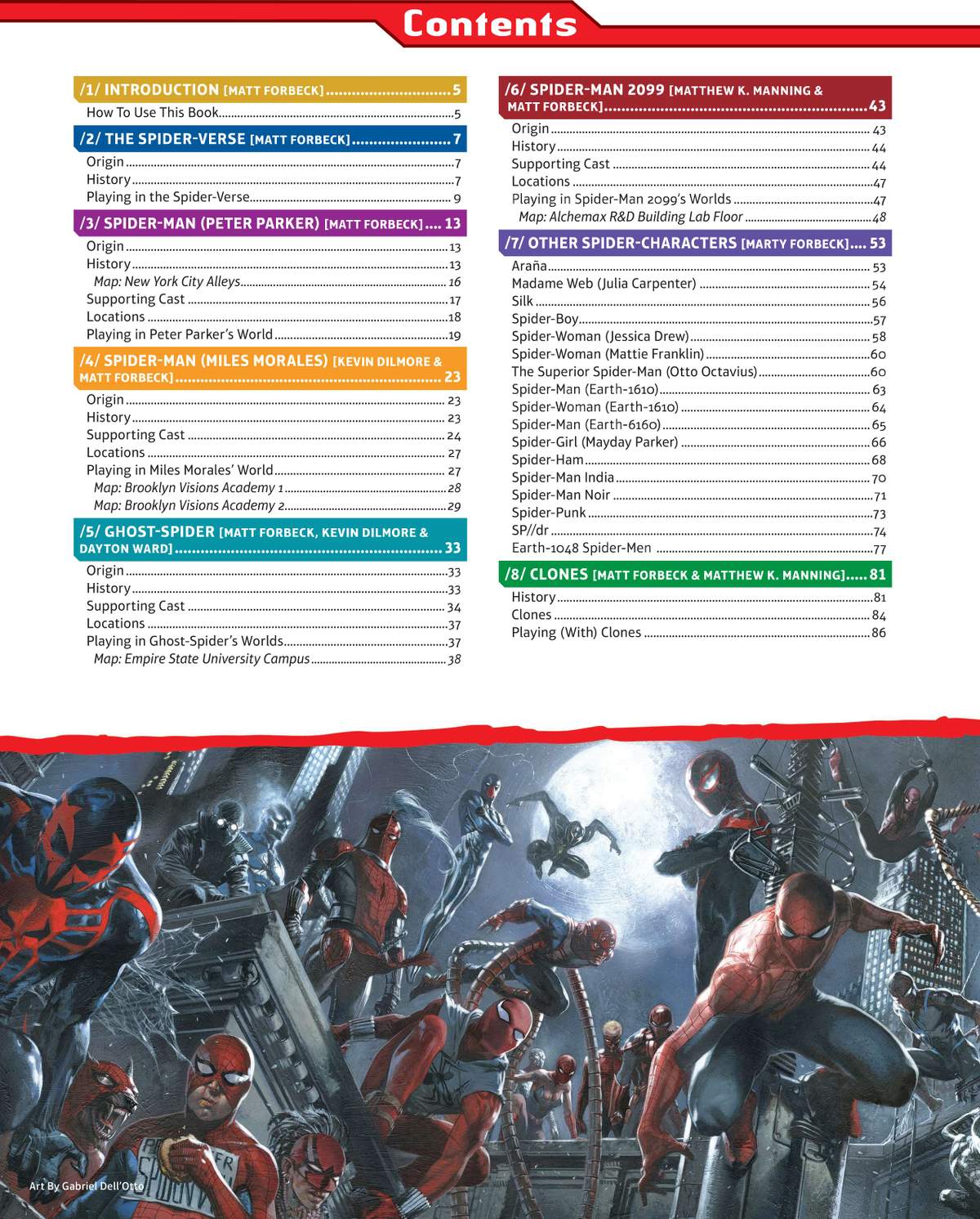 Marvel Multiverse RPG Spider-Verse Expansion Table of Contents