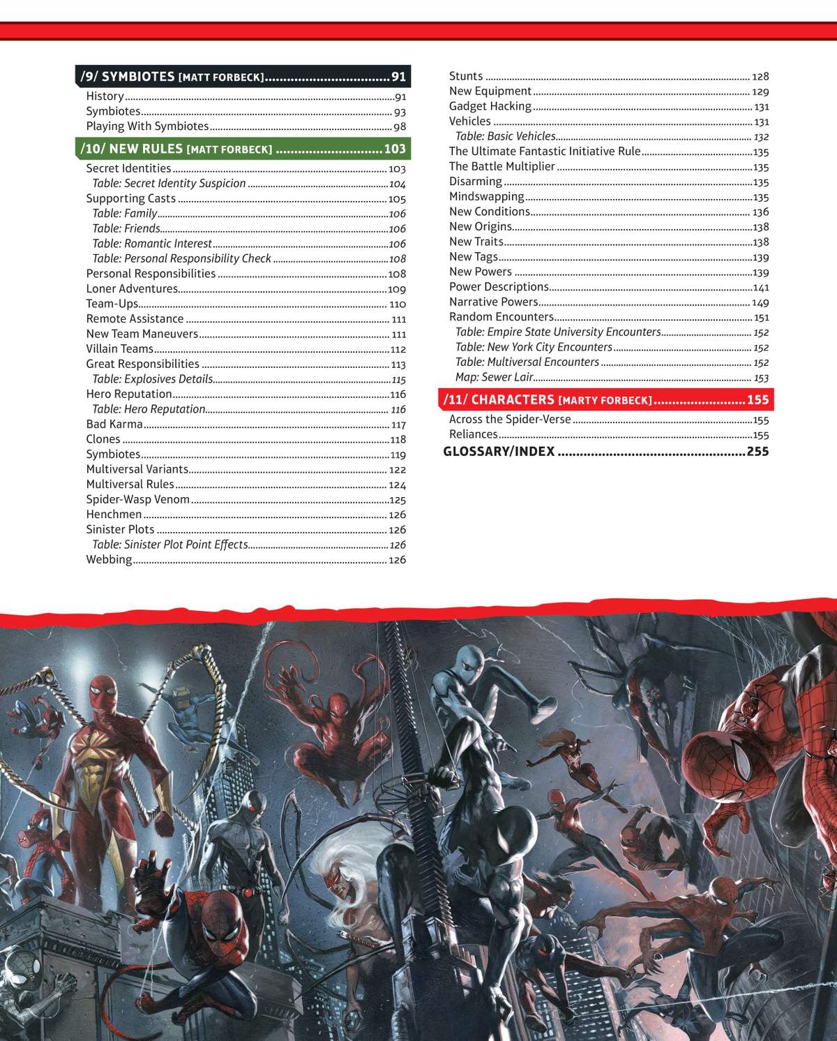 Marvel Multiverse RPG Spider-Verse Expansion Table of Contents