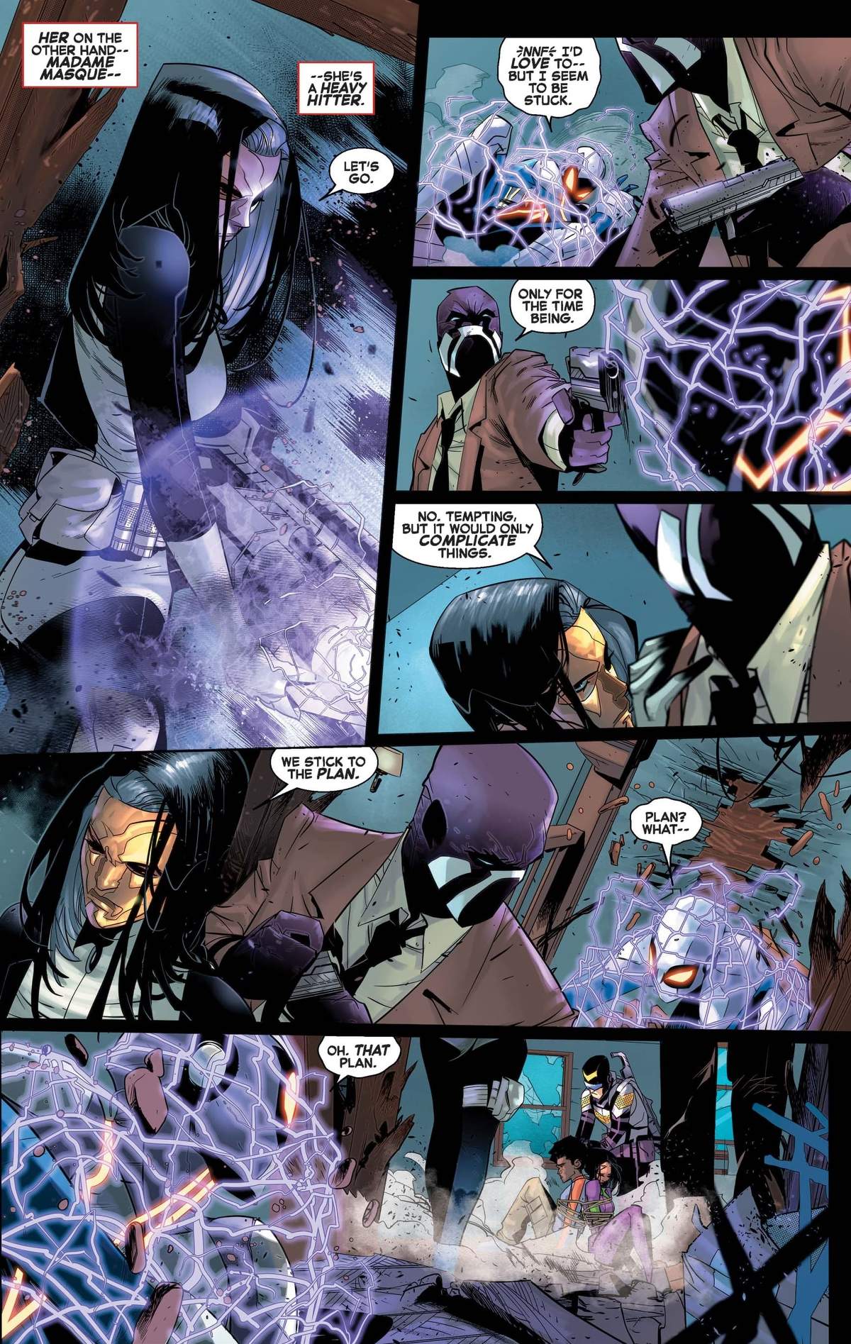 Madame Masque versus Spider-Man in THE AMAZING SPIDER-MAN (2018) #64.