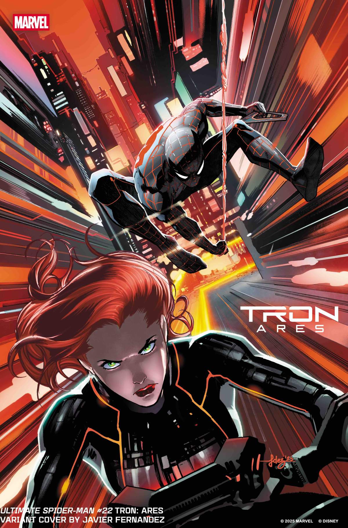 ULTIMATE SPIDER-MAN #22 Tron: Ares Variant Cover by JAVIER FERNANDEZ