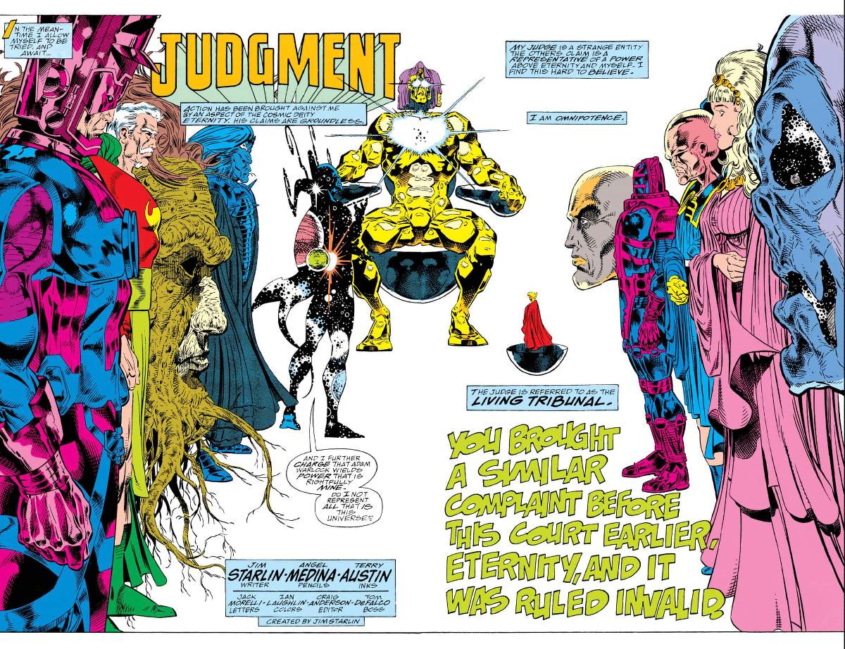 WARLOCK AND THE INFINITY WATCH (1992) #1 page by Jim Starlin, Angel Medina, and Terry Austin