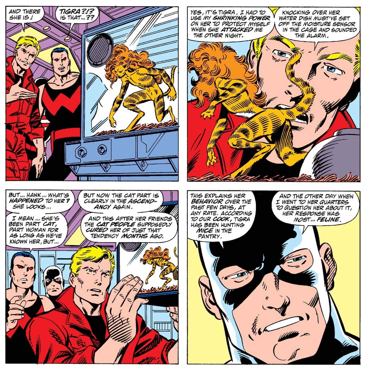 Tigra at kitten size in WEST COAST AVENGERS (1985) #50.