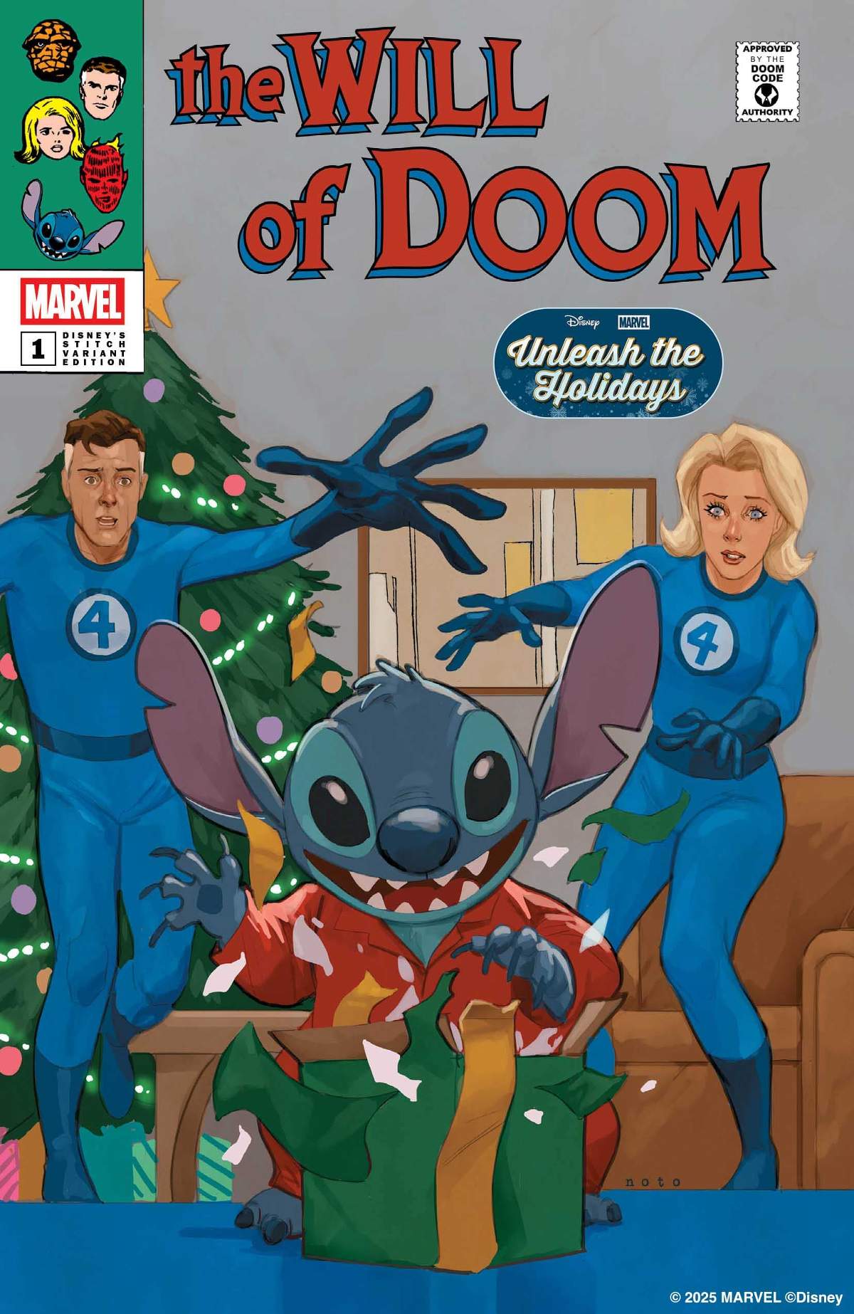 THE WILL OF DOOM #1 Disney Stitch Unleash The Holidays Variant Cover by PHIL NOTO
