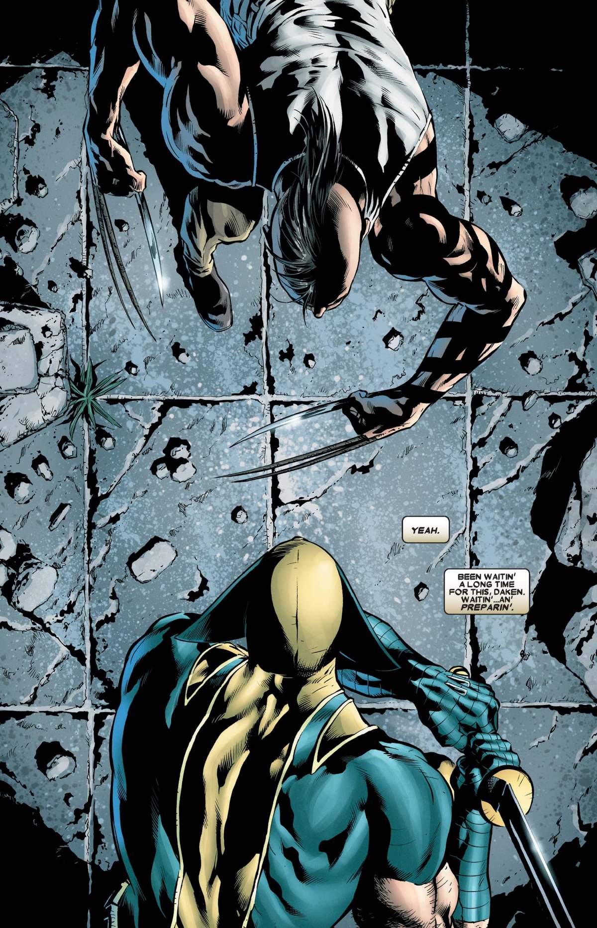 Wolverine defeats Daken in WOLVERINE ORIGINS (2006) #48.