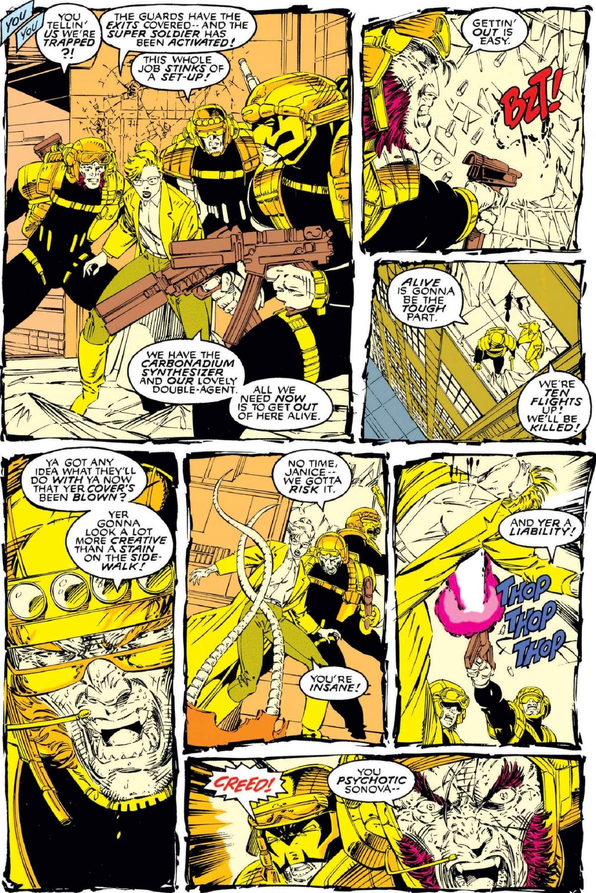 Team X’s mission gone awry in X-MEN (1991) #6.