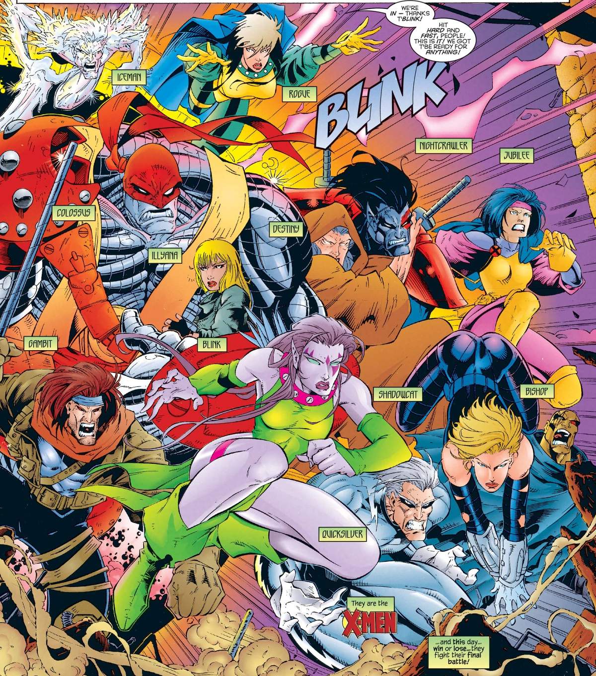 X-MEN OMEGA (1995) #1 artwork by Roger Cruz, Bud Larosa, Tim Townsend, Karl Kesel, Harry Candelario, Scott Hanna, Al Milgrom, and Steve Buccellato